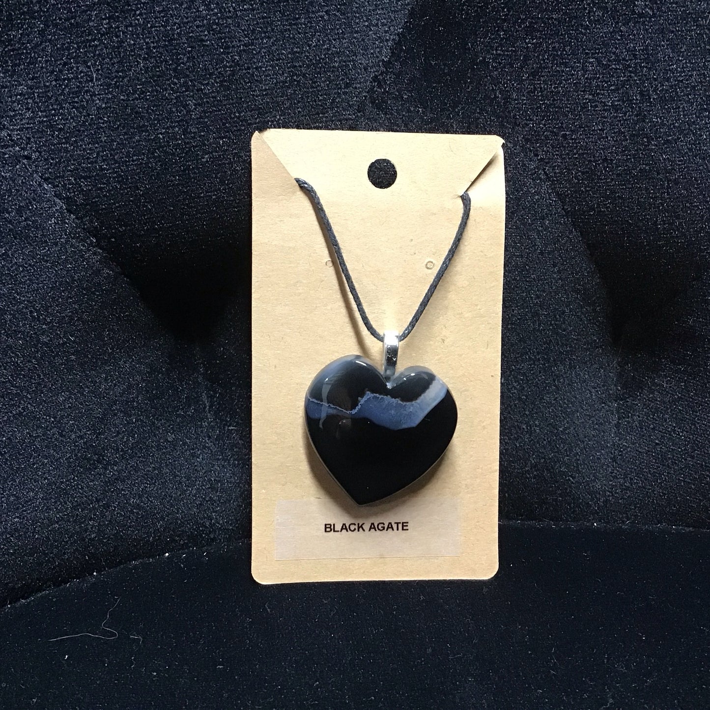 Black Agate Pendants (Hearts)