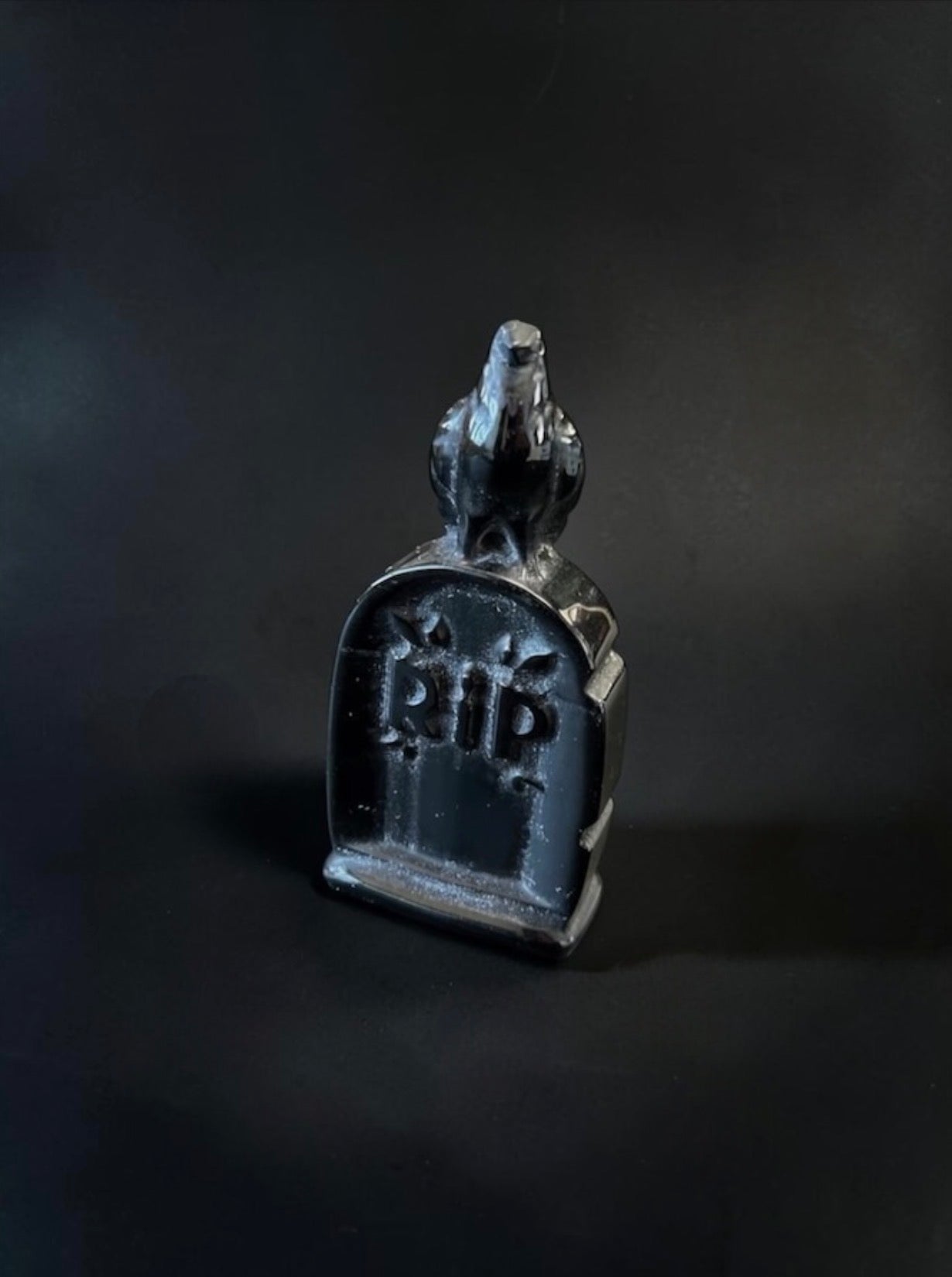 Black Obsidian Tombstones with Bird