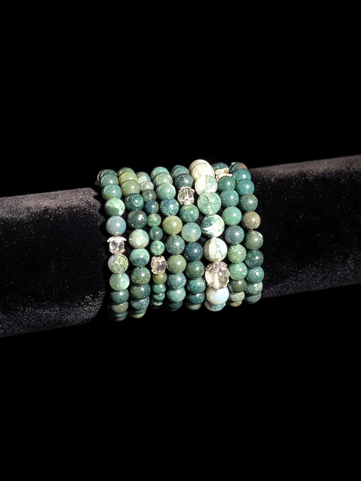 Moss Agate Bead Bracelets