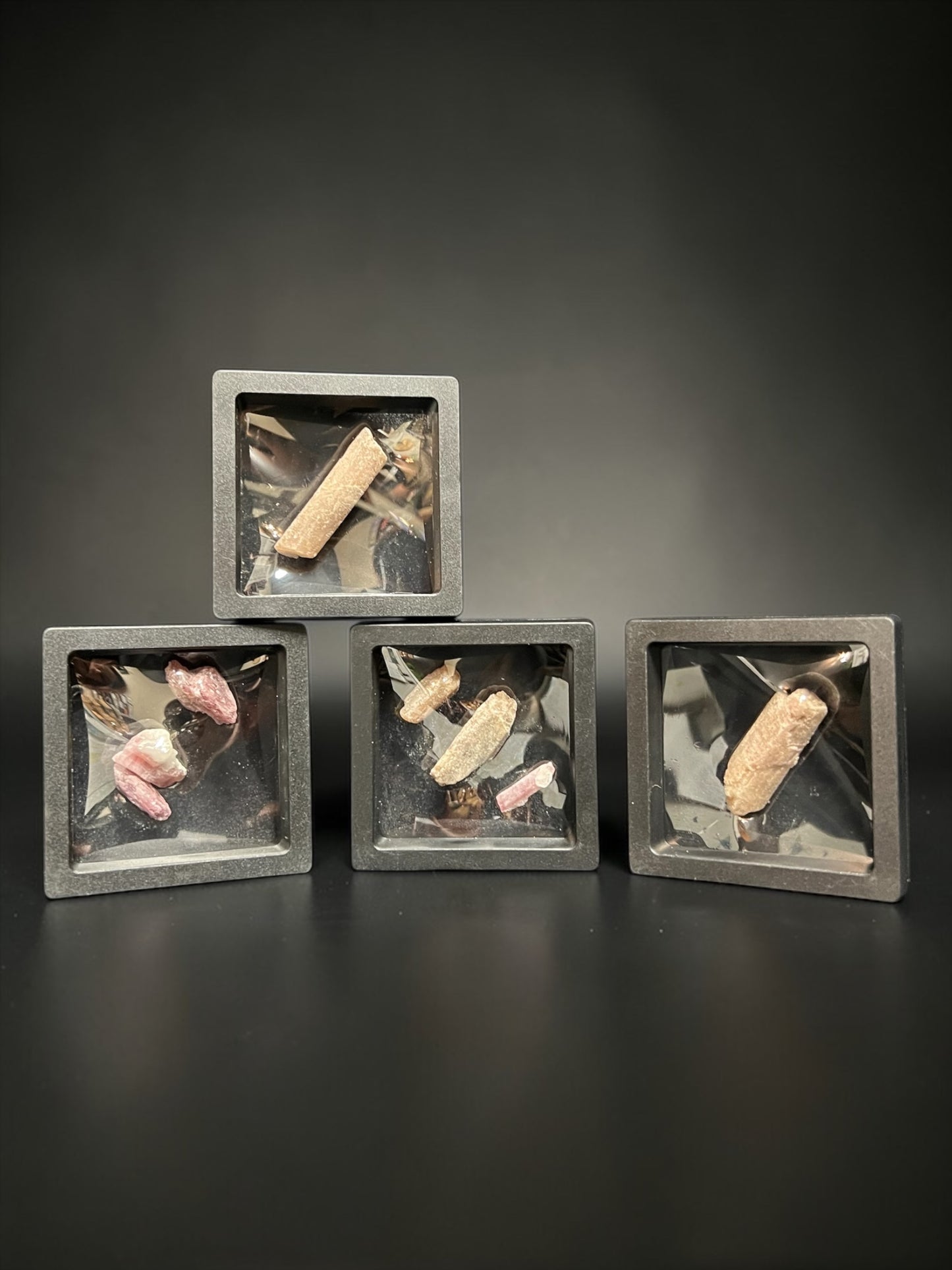 Pink Tourmaline Raw Specimens in Display