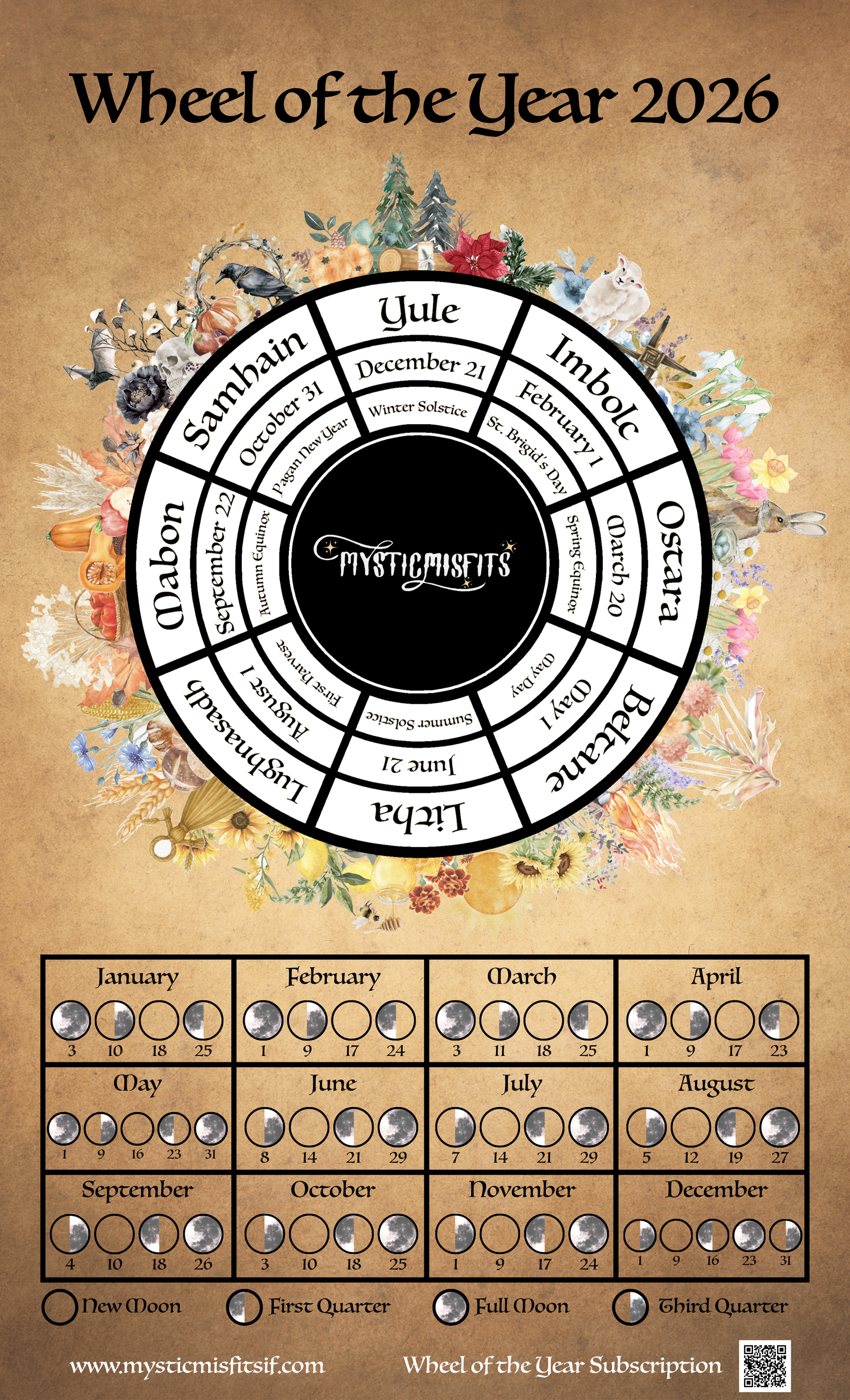 Wheel of the Year 2026 Posters