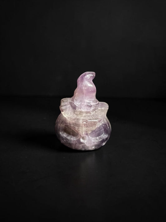 Amethyst Pumpkin with Witches Hat