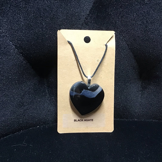 Black Agate Pendants (Hearts)