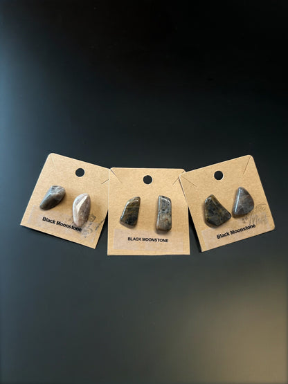 Black Moonstone Chip Earrings