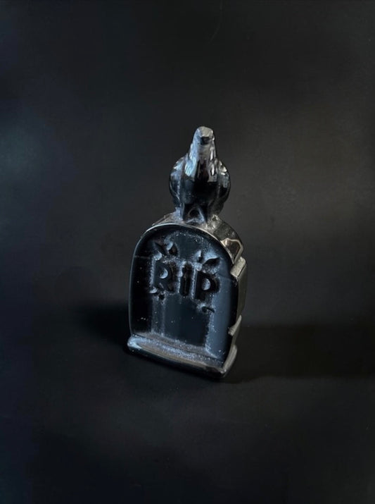 Black Obsidian Tombstones with Bird