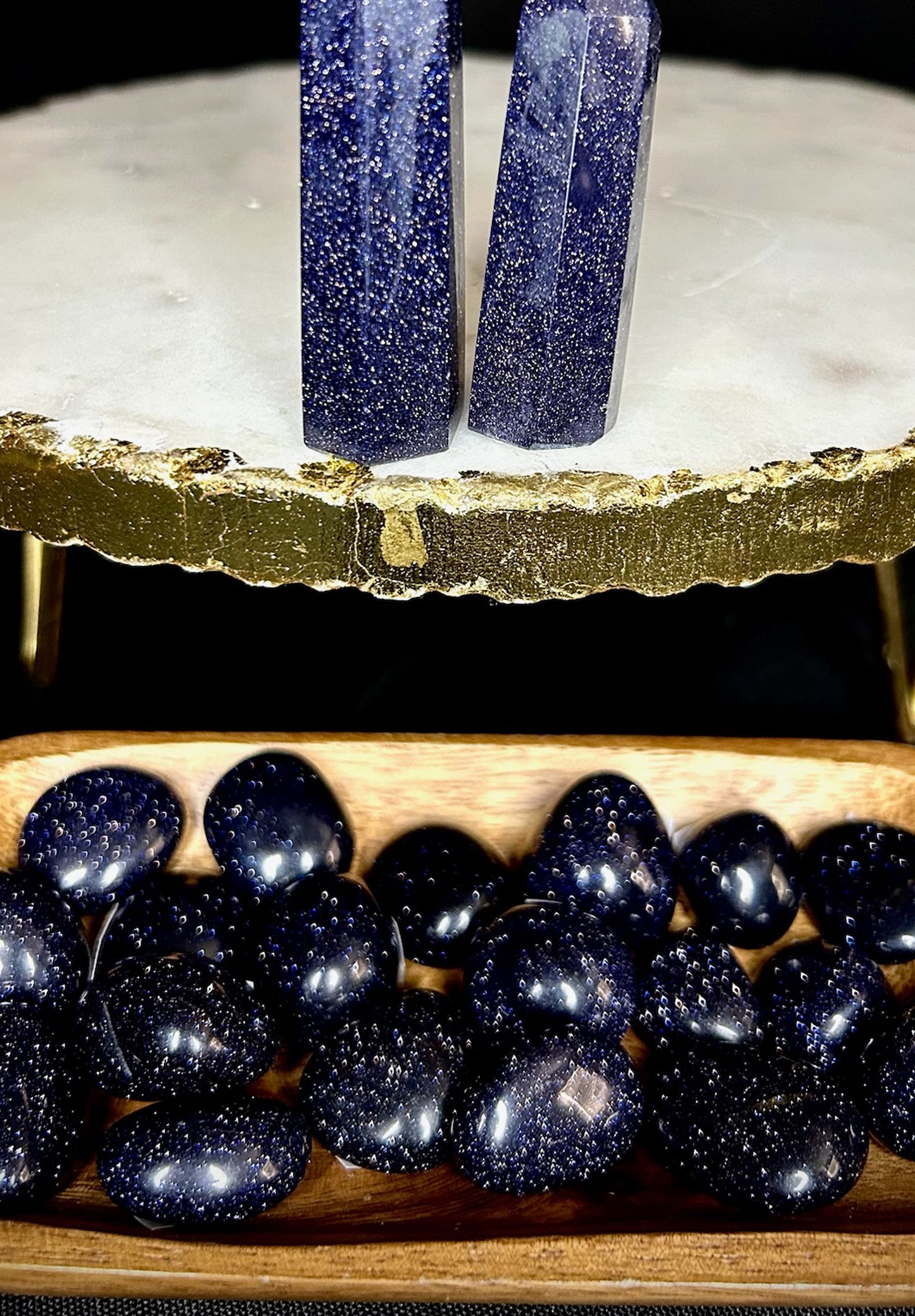 Blue Goldstone Tumbles
