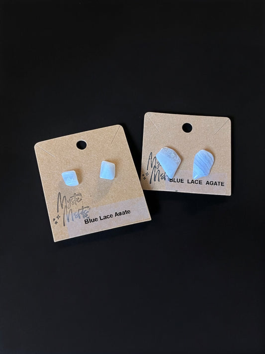 Blue Lace Agate Crystal Chip Earrings