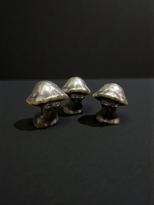 Gold Sheen Obsidian Carved Mushroom Goddess