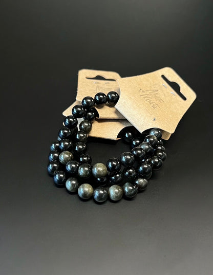 Gold Sheen Obsidian Bead Bracelets