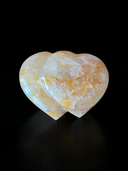 Golden Healer Quartz Double Hearts