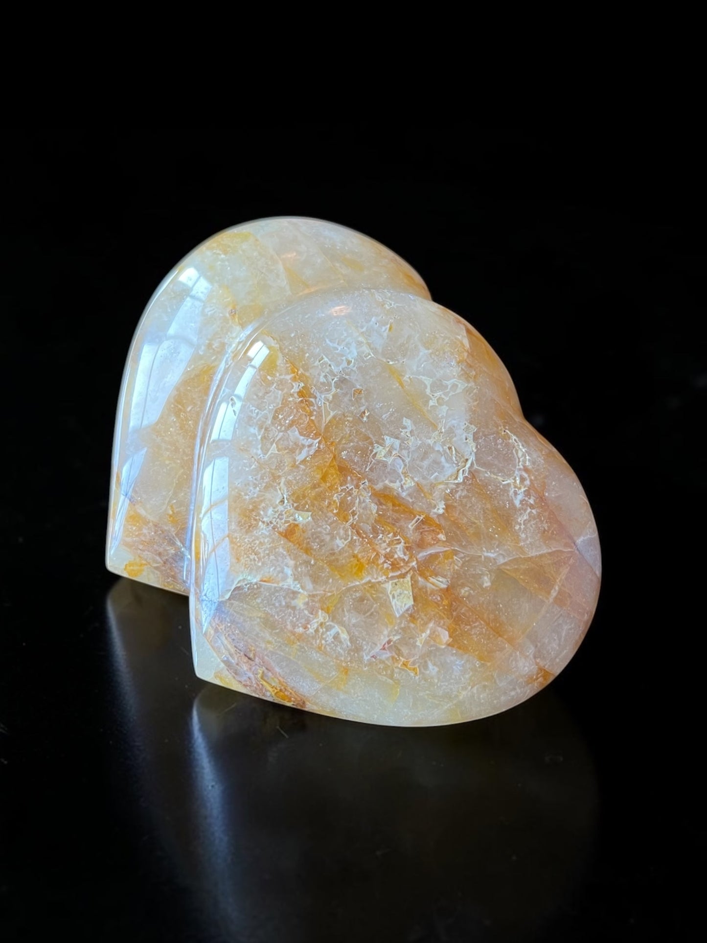 Golden Healer Quartz Double Hearts