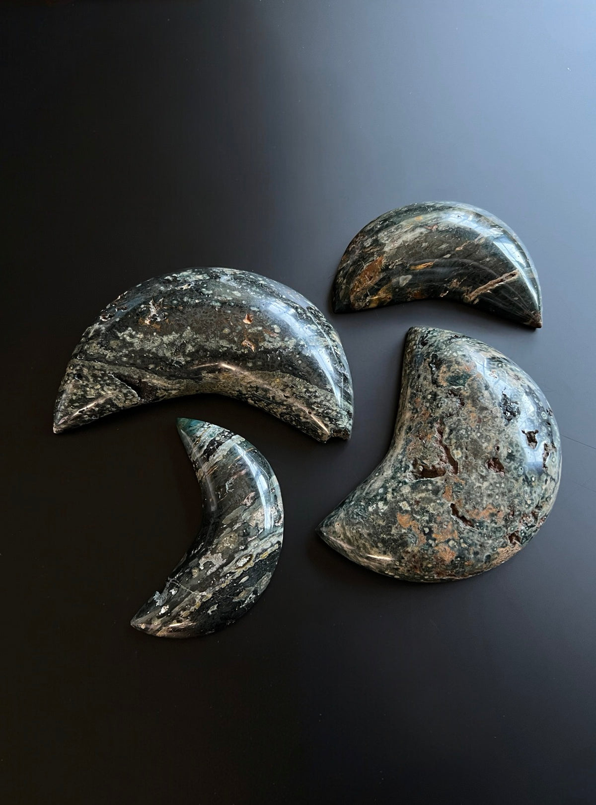 Ocean Jasper Crescent Moons