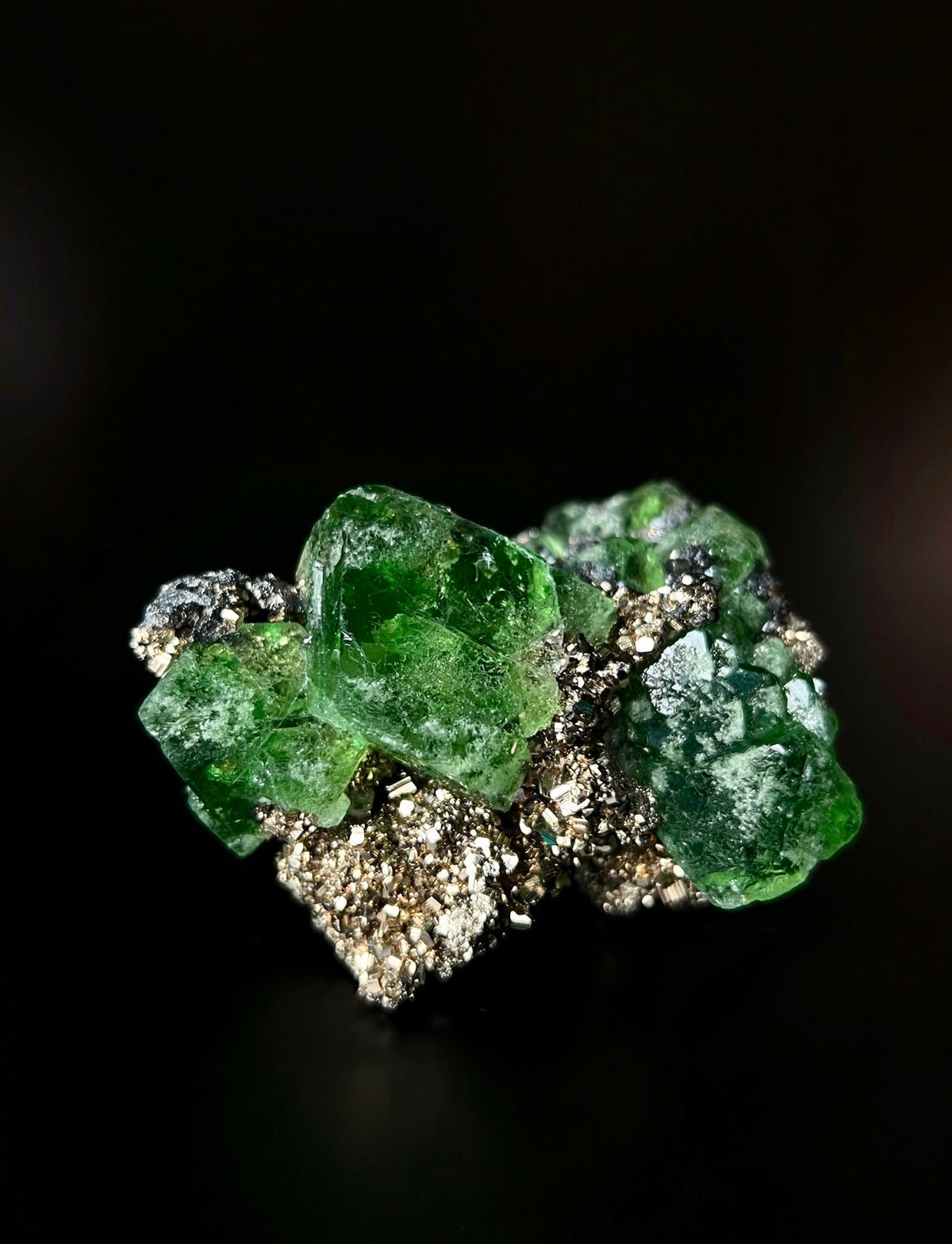 Octahedral Green Fluorite & Pyrite