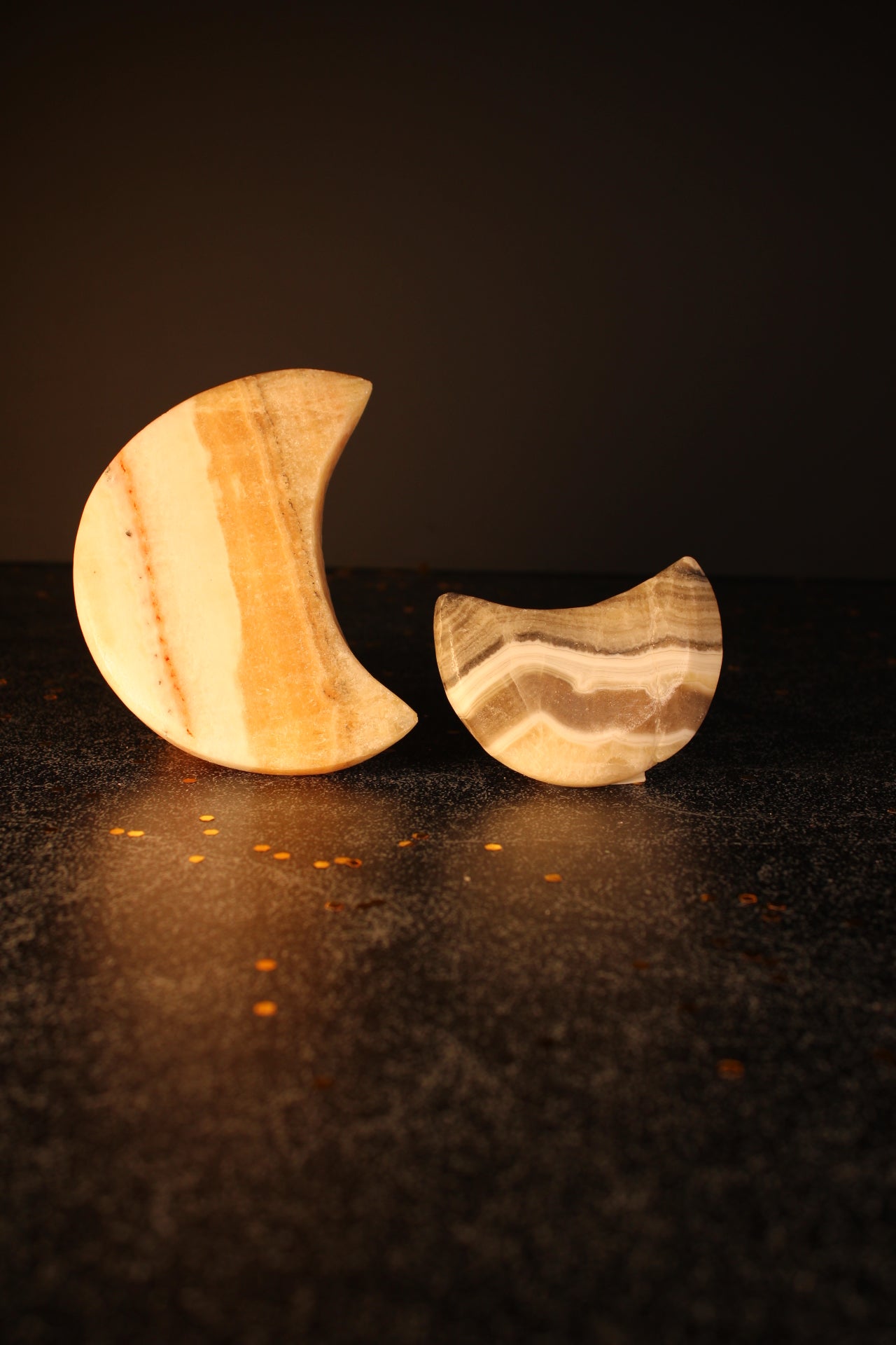 Orange Calcite Moons
