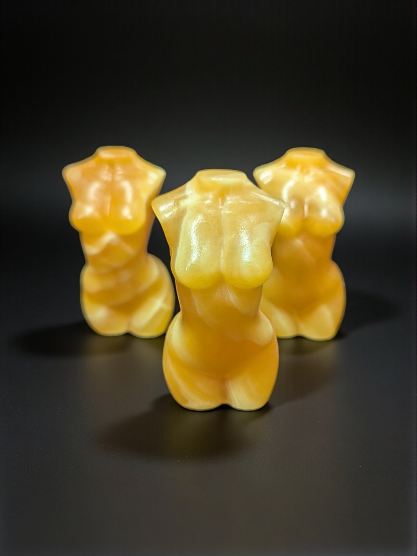 Orange Calcite Carved Women's Torso