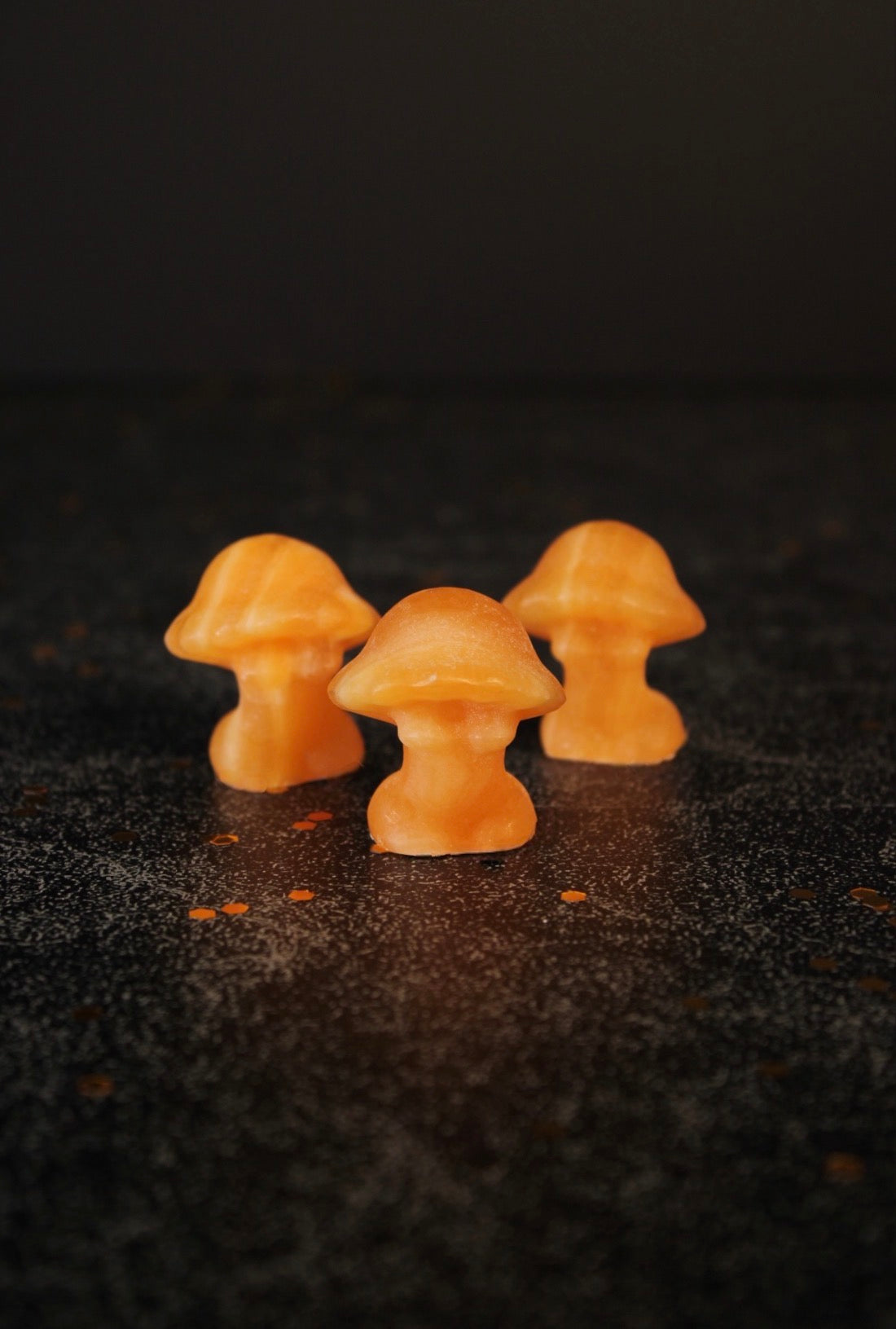 Orange Calcite Carved Mushroom Goddess