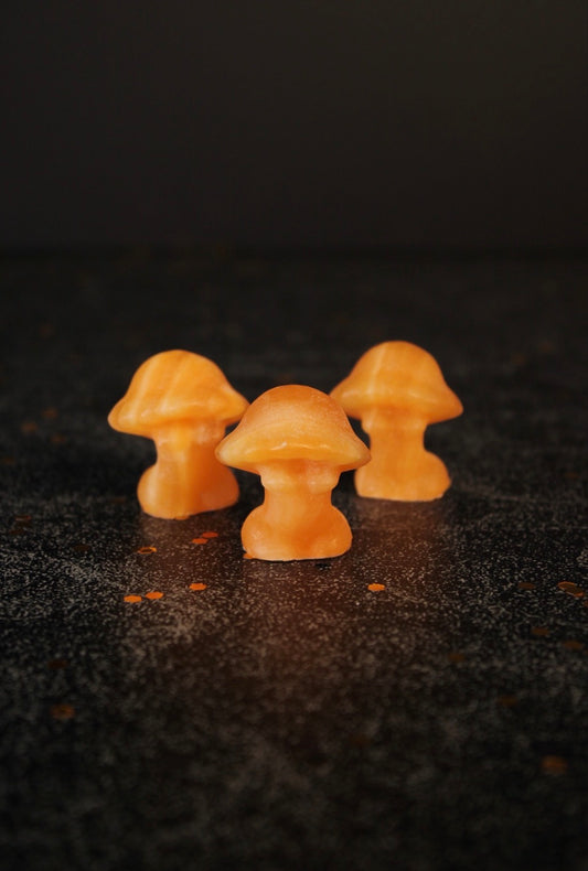 Orange Calcite Carved Mushroom Goddess