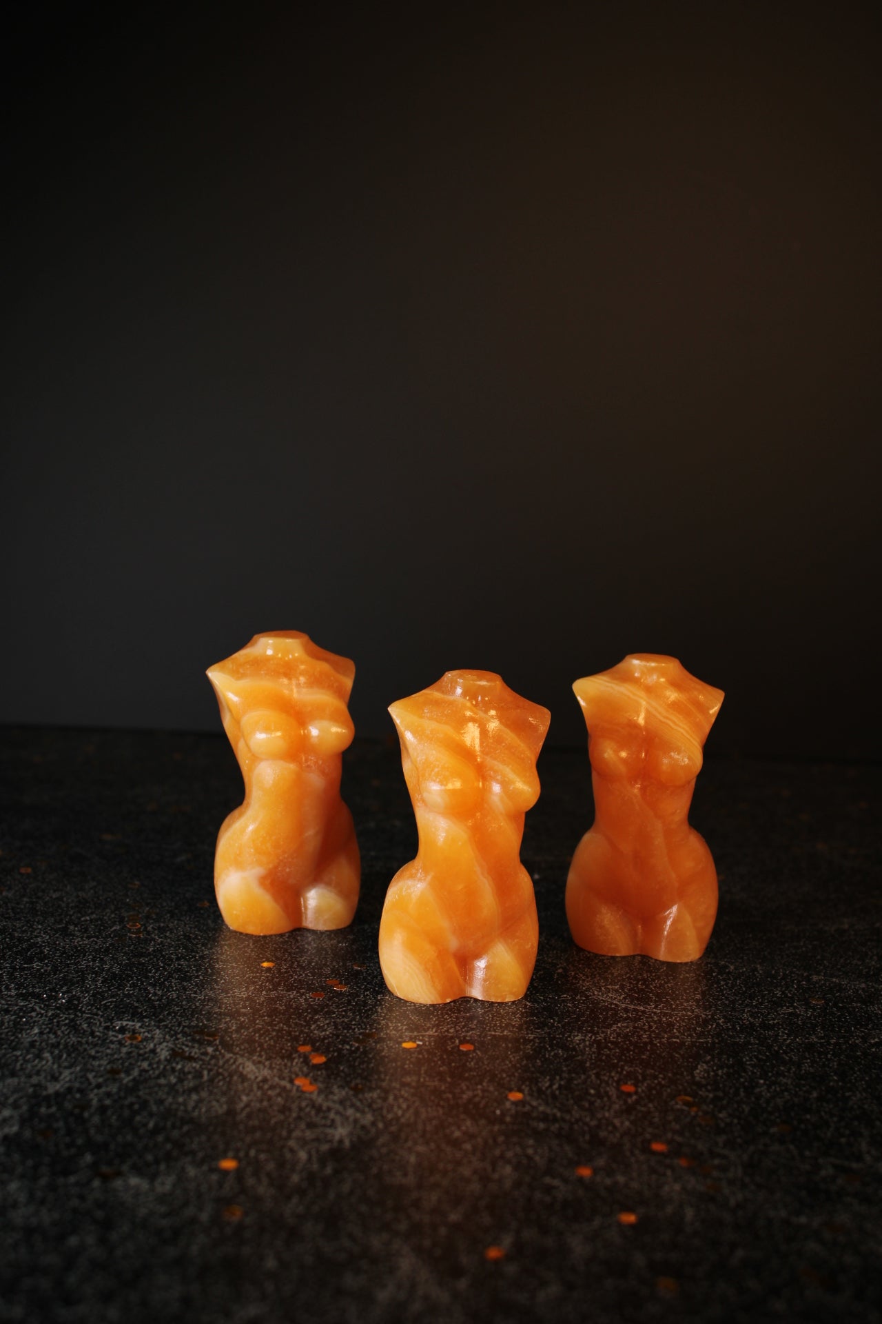 Orange Calcite Carved Women's Torso