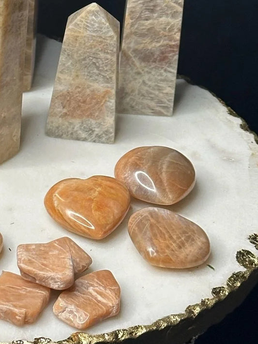 Peach Moonstone Hearts