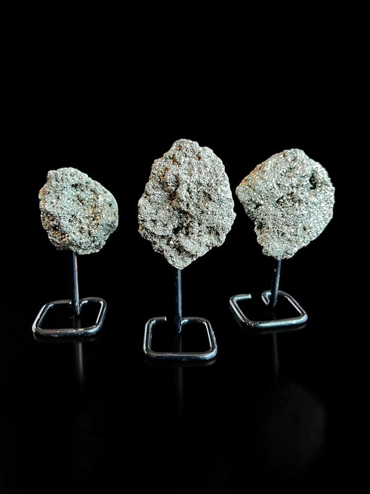 Pyrite Raw Specimens on Stand