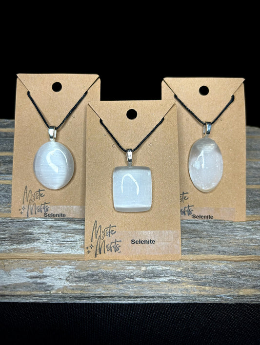 Selenite Bead Pendants