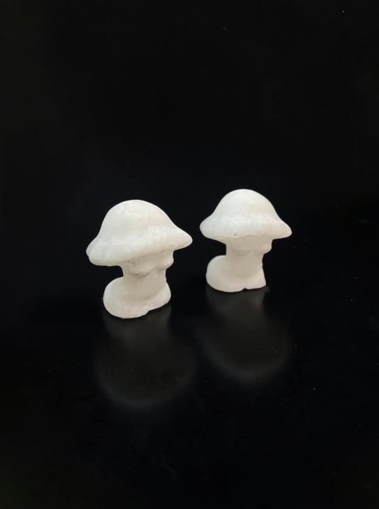 Snow Quartz Carved Mushroom Goddess
