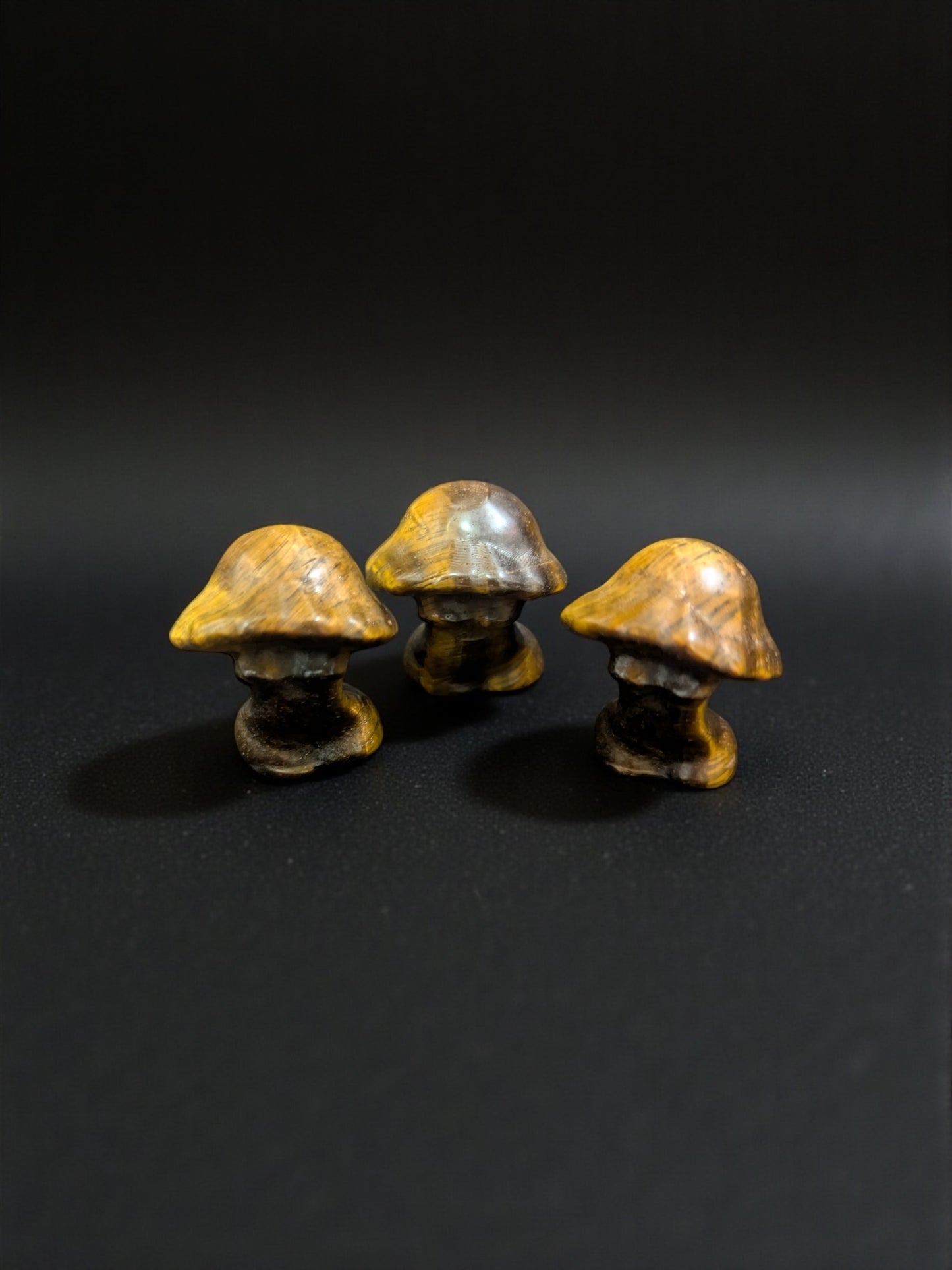 Tiger Eye Carved Mushroom Goddess