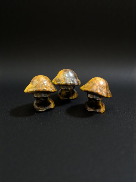 Tiger's Eye Carved Mushroom Goddess
