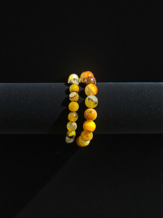 Yellow Sardonyx Bead Bracelets